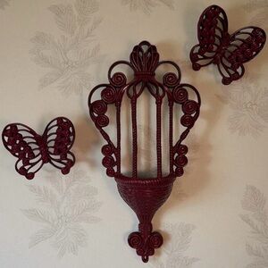 VTG 70’s Burwood Homco Discontinued Lg Hanging Wall Pocket Planter 2 Butterflies